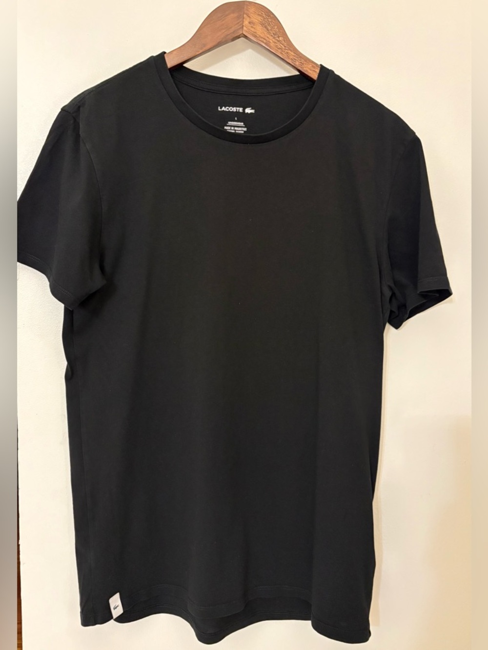 Lacoste 100% Cotton Men’s Black Short-Sleeve Crew Neck Tee Size:L